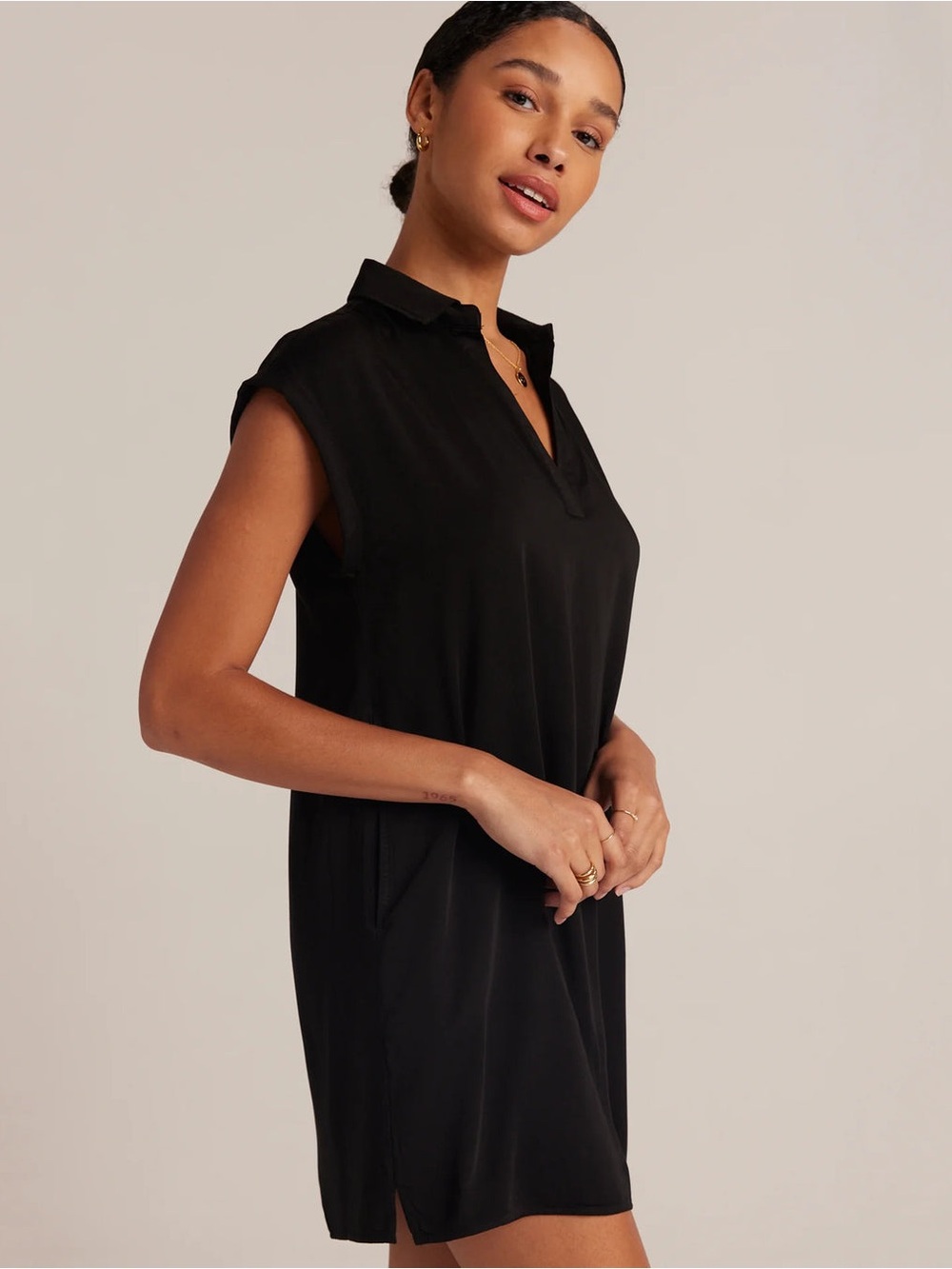 Bella Dahl Black dress with Rounded Collar